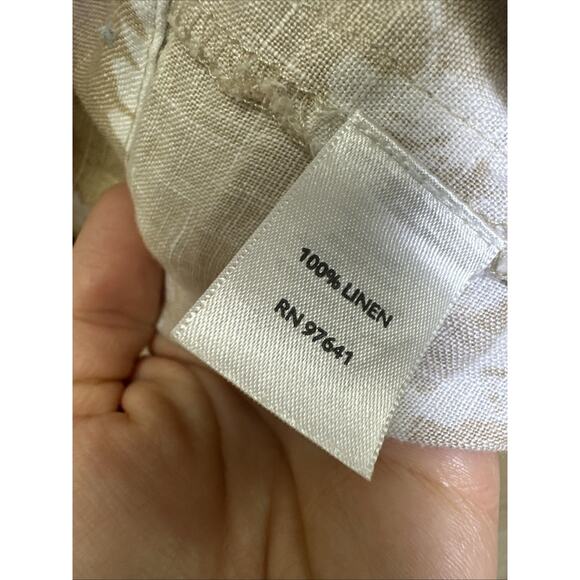 J Jill Sleeveless A Line Linen Dress S Pockets Beige Floral Print Beachy Cottage - Picture 5 of 7